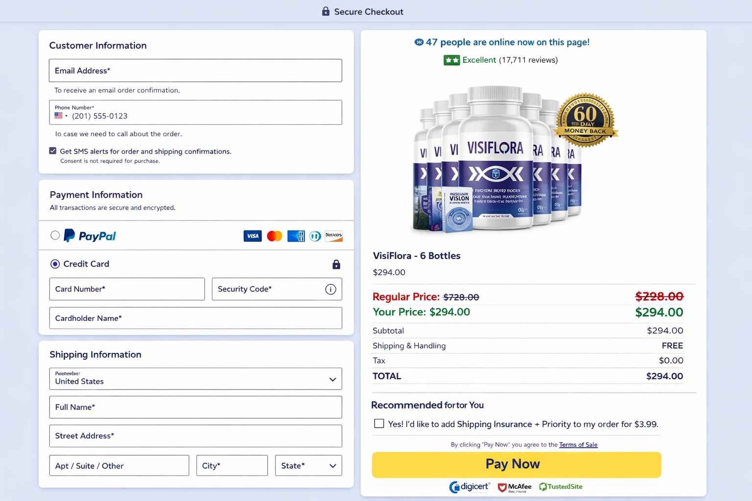 VisiFlora Order Page